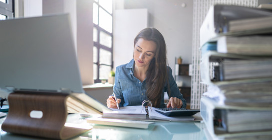 A Professional Bookkeeper working at a private business on their books