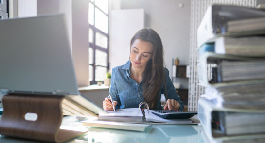 A Professional Bookkeeper working at a private business on their books